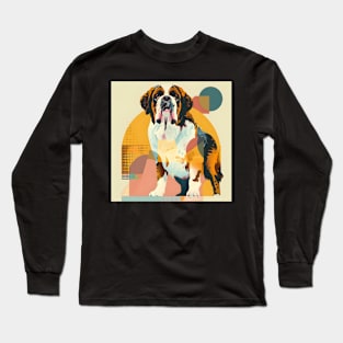 Retro Saint Bernard: Pastel Pup Revival Long Sleeve T-Shirt